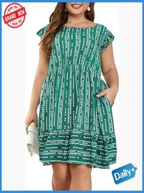 Plus Size Wedding Guest Midi Dress, Summer Boho Floral Tiered Sundress with
